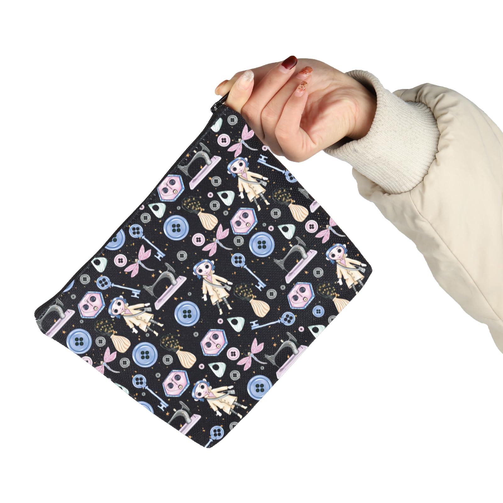 Horror Movie Inspired Cartoon Character Cosmetic Bag - Cute Cosplay Makeup Pouch for Halloween, Gift for Horror Fans & Anime Lovers - Perfect for Conventions, Travel & Themed Parties