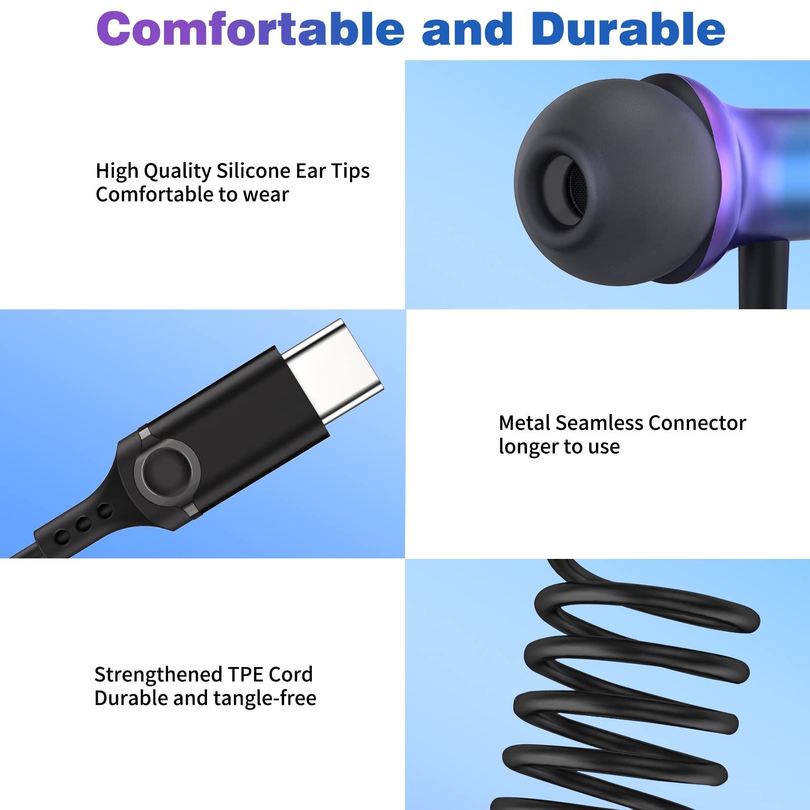 COOYA USB C Wired Earbuds with Noise Isolation & Magnetic Design - Compatible with iPhone 16 Pro Max/15 Plus, iPad 10/Air, Pixel 9/8, Samsung S25 Ultra/A16/S24/S23/A54, OnePlus 13/12 - Perfect for Commuting, Workouts & Gaming