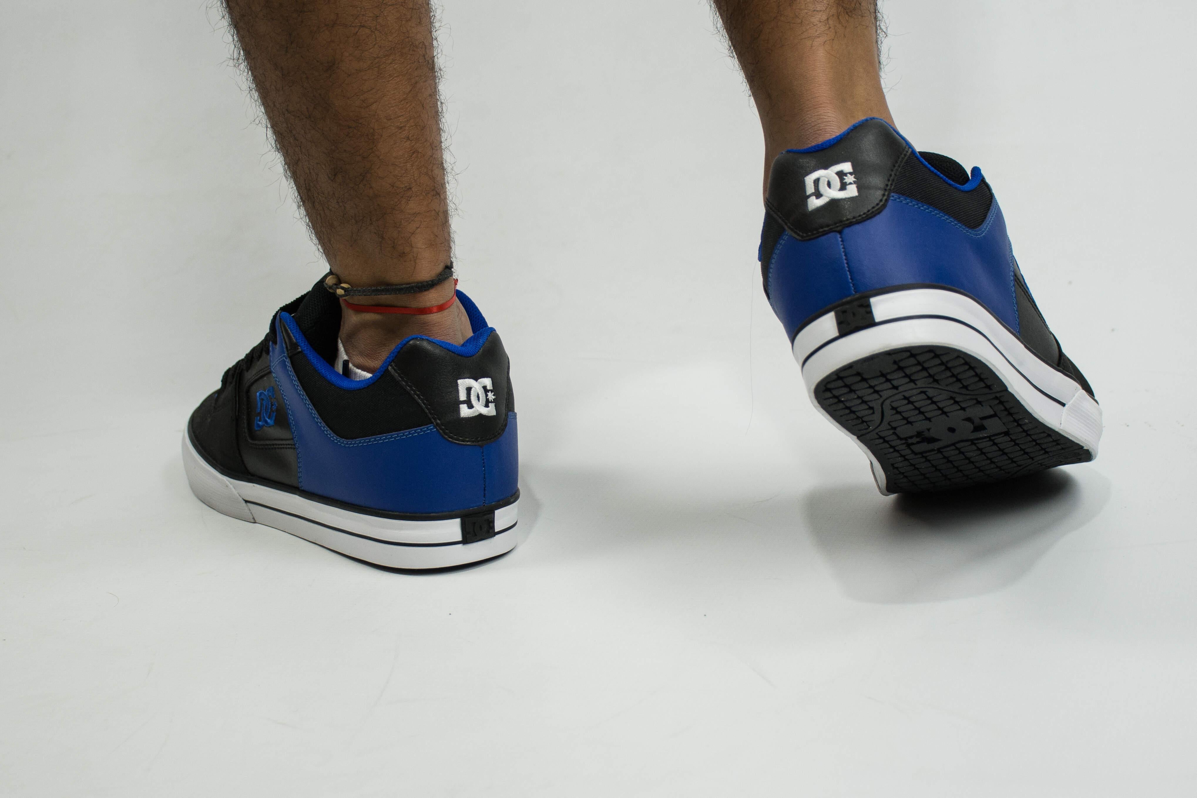 DC Pure BR4 Skate Shoes for Men - Black & Blue High-Performance Sneakers for Skateboarding, Streetwear & Casual Wear