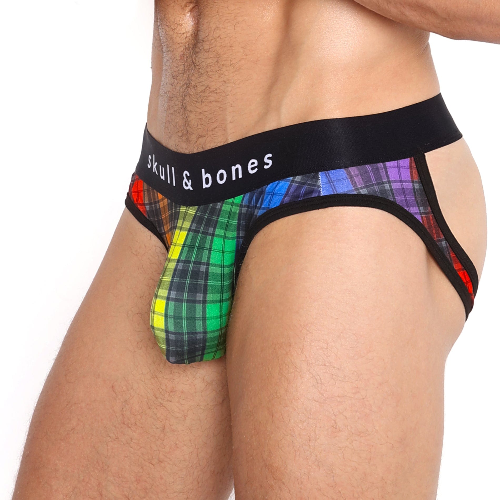 Rainbow Tartan Plaid Y-Back Jock Strap - Comfortable Athletic Support for Running, Gym & Sports Activities