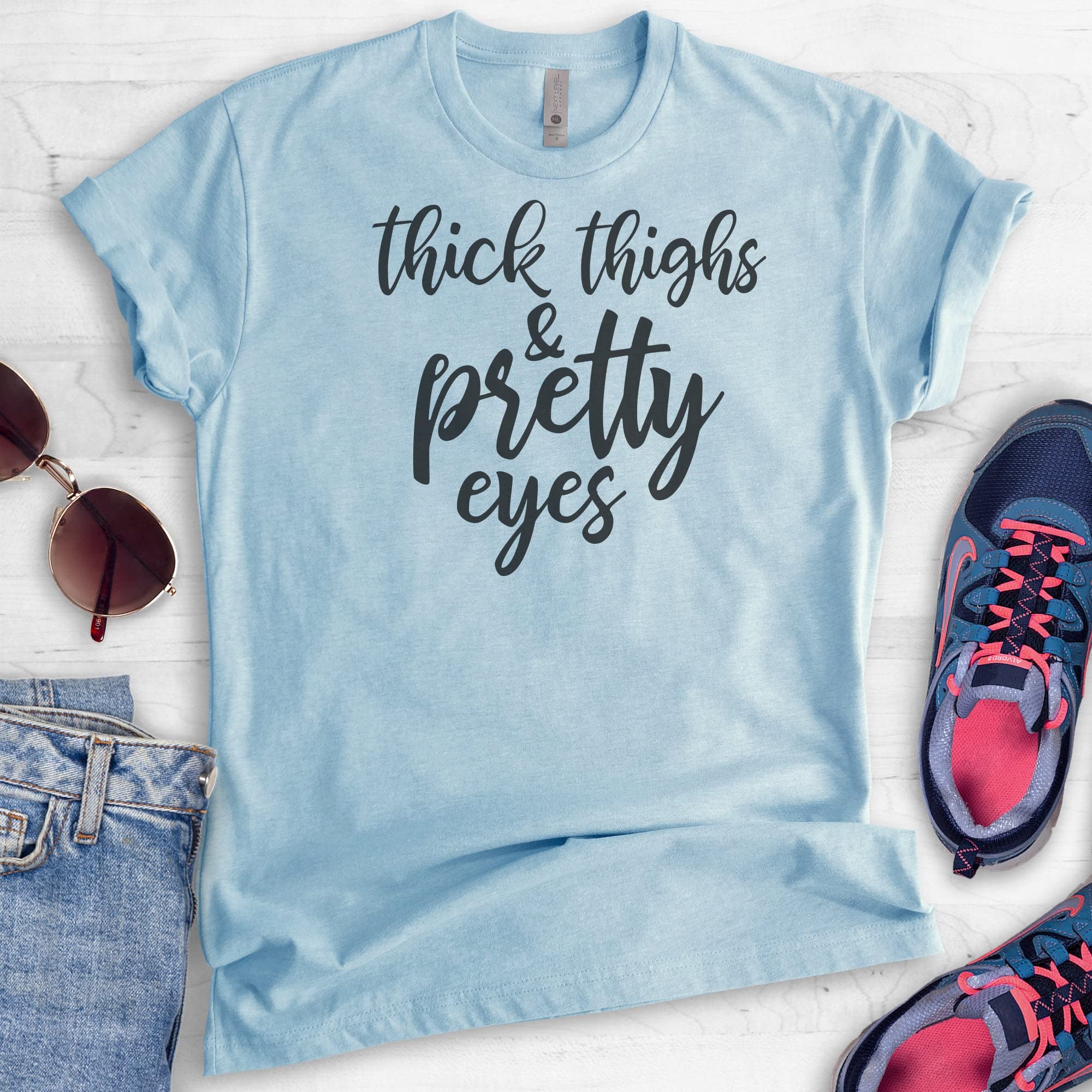 Body Positive Thick Thighs & Pretty Eyes T-Shirt - Unisex Women's Comfort Fit Tee for Self-Love & Confidence - Perfect for Casual Wear, Body Positivity Events & Everyday Empowerment