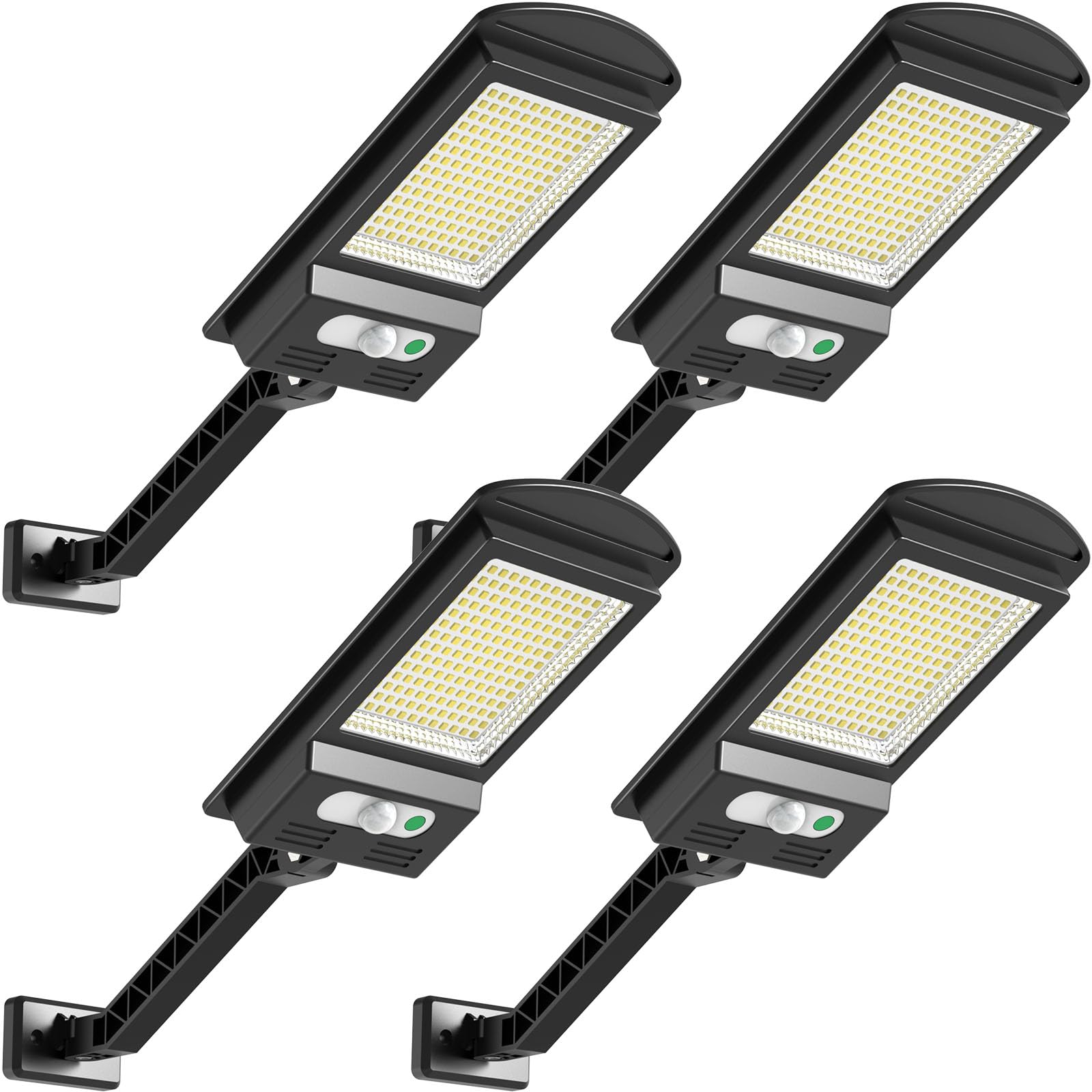 Engrepo 1000LM Solar Lights Outdoor with Motion Sensor, 168 LED Solar Powered Waterproof Security Flood Light - 4 Pack for Deck, Fence, Patio, Front Door, Gutter, Yard, Shed, Path & Garden Lighting