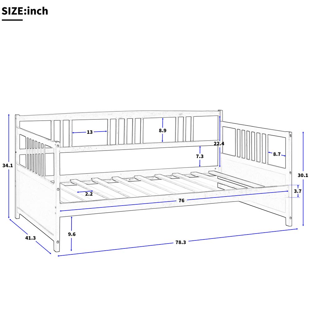 Twin Size Daybed with Simple Wood Frame - Espresso Finish for Bedroom, Living Room, or Guest Room Furniture | Perfect for Small Spaces, Sleepovers & Multi-Purpose Use