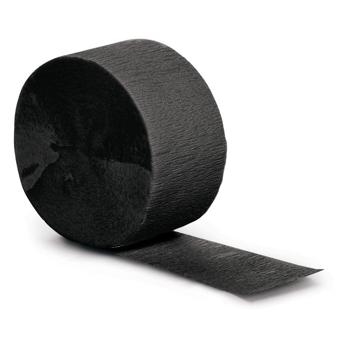 12-Piece Bulk Black Velvet Crepe Streamer - 81 Feet Long Party Decorations for Weddings, Birthdays & Special Events
