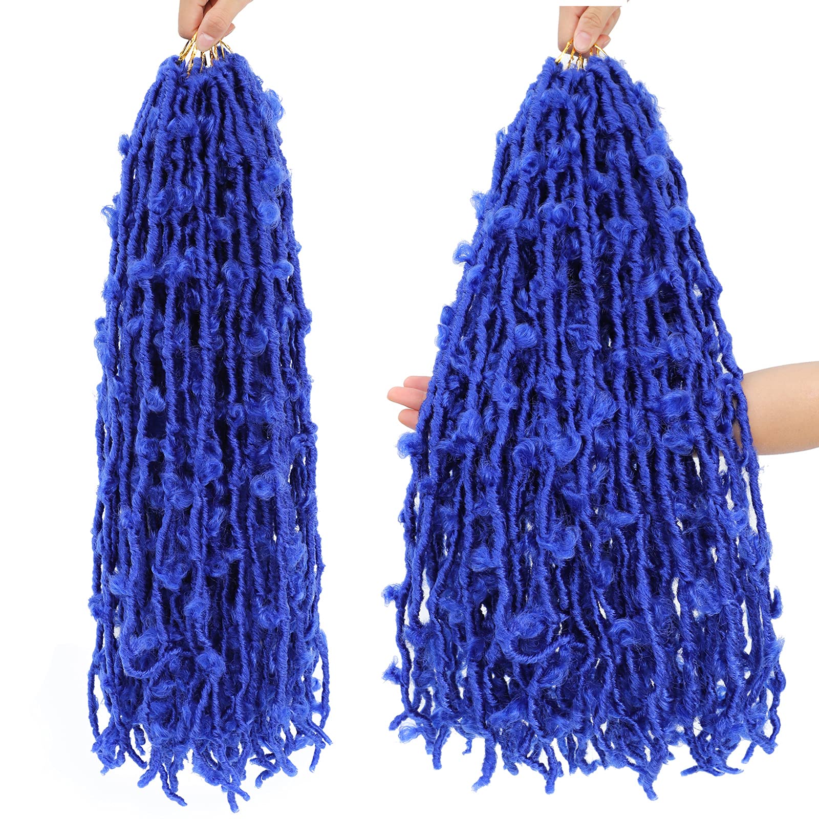 24 Inch Butterfly Locs Crochet Hair Extensions - 6 Pack Pre-Looped Distressed Faux Locs in Soft Messy Blue | Perfect for Protective Styling, Boho Looks & Natural Hair Care