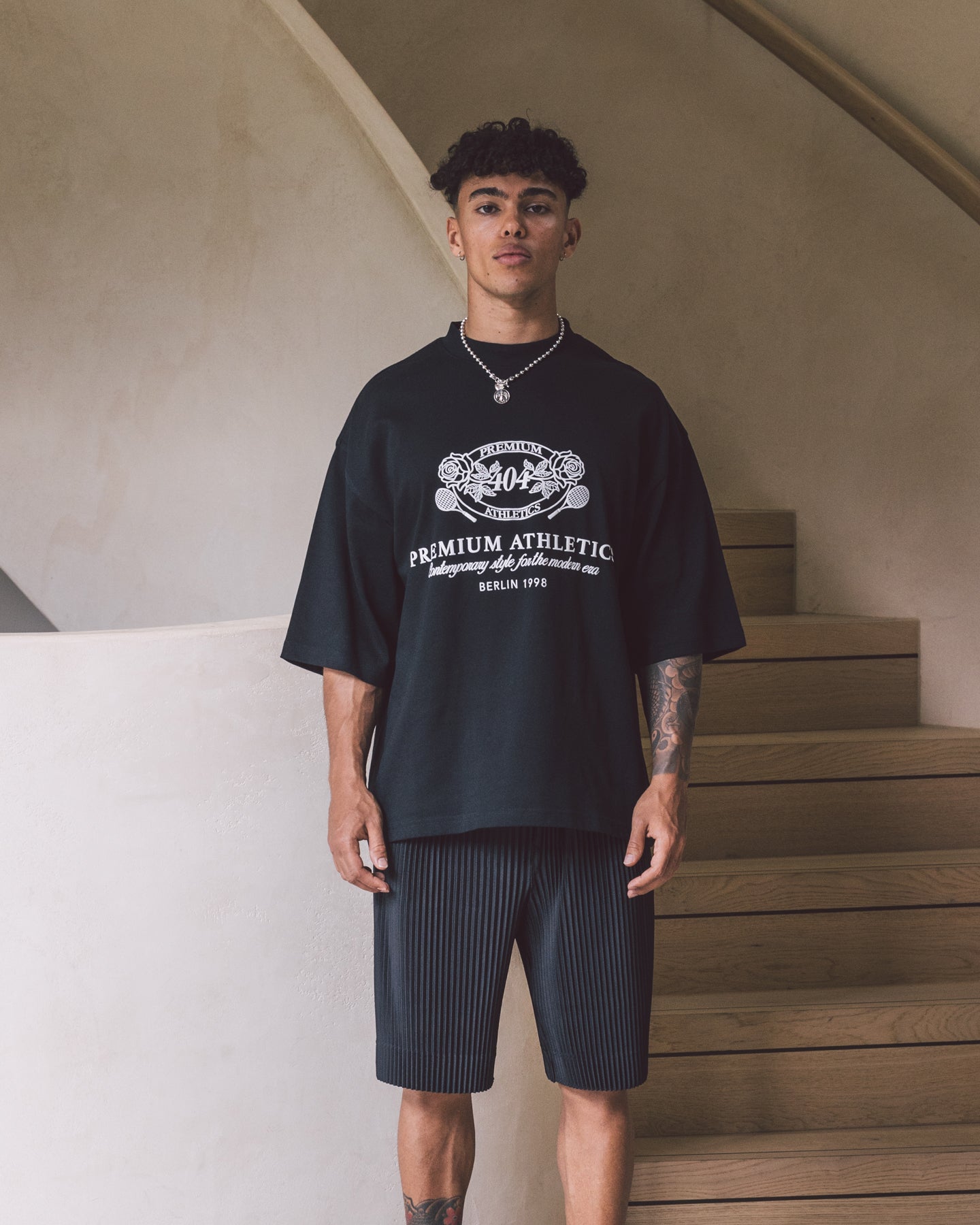 404 Premium Athletics Heritage T-Shirt for Men - Black Cotton Vintage Tee - Gym, Workout & Casual Wear