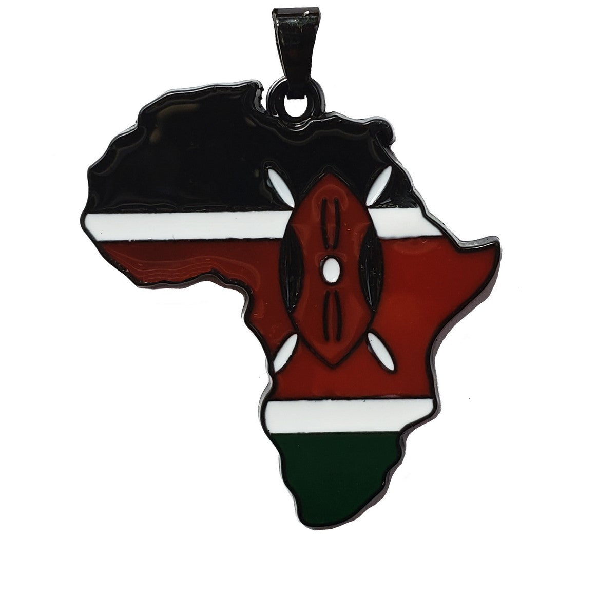 Kenya Flag Pendant Necklace with Africa Map Charm - African Pride Jewelry for Travelers & Cultural Enthusiasts