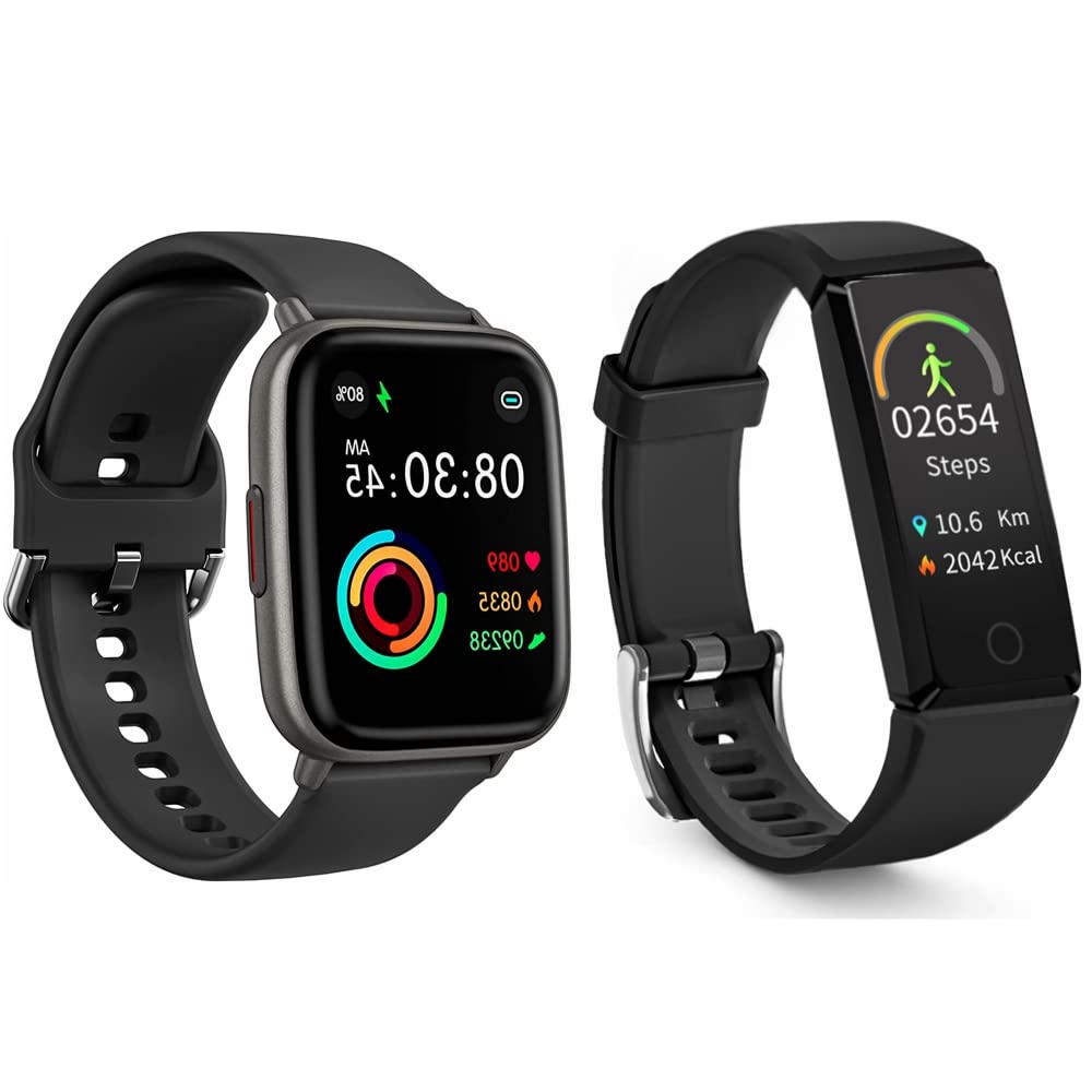 MorePro FT26 Smart Watch & M10 Fitness Tracker - Heart Rate, Blood Pressure Monitor, Step & Calorie Counter, IP68 Waterproof Pedometer Watch with Sleep Tracking for Running, Gym & Outdoor Activities