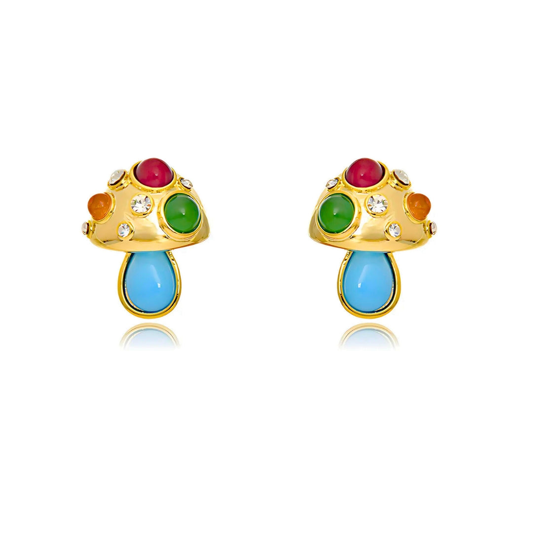 Vintage Turquoise Mushroom Stud Earrings for Women - Boho Chic Dangle Earrings | Handmade Jewelry Gift for Her | Perfect for Festivals, Parties & Everyday Wear (DMS382)