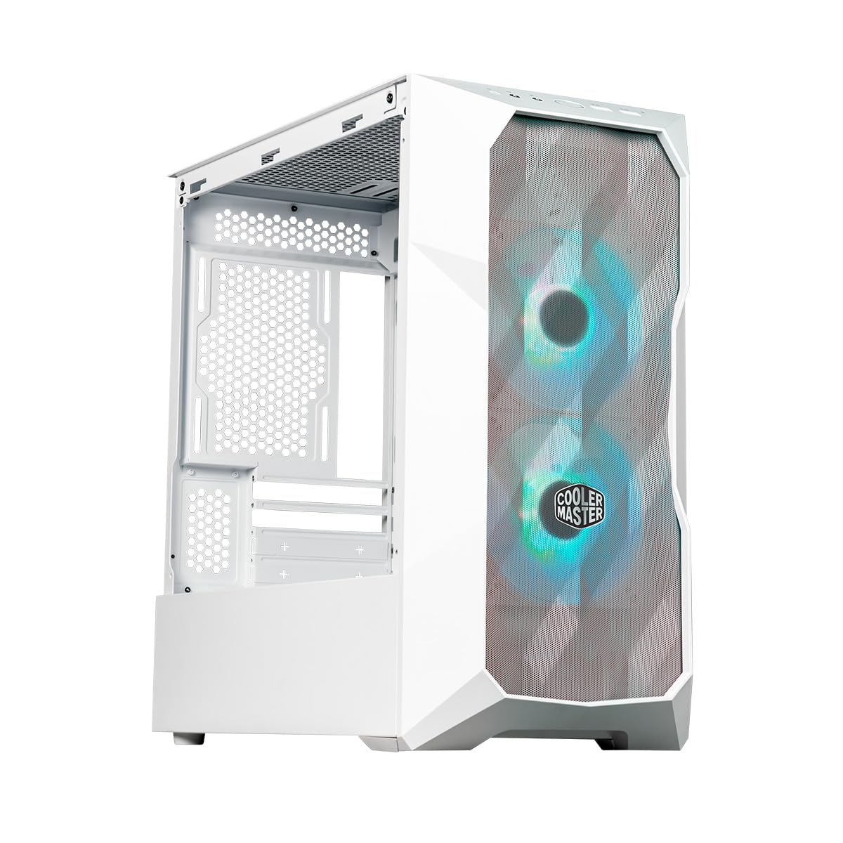 Cooler Master TD300 Mesh White Mini-Tower PC Case - High Airflow Design with 2x120mm ARGB Fans, Micro-ATX/Mini-ITX Support, Tempered Glass Panel - Perfect for Gaming & Streaming Setup