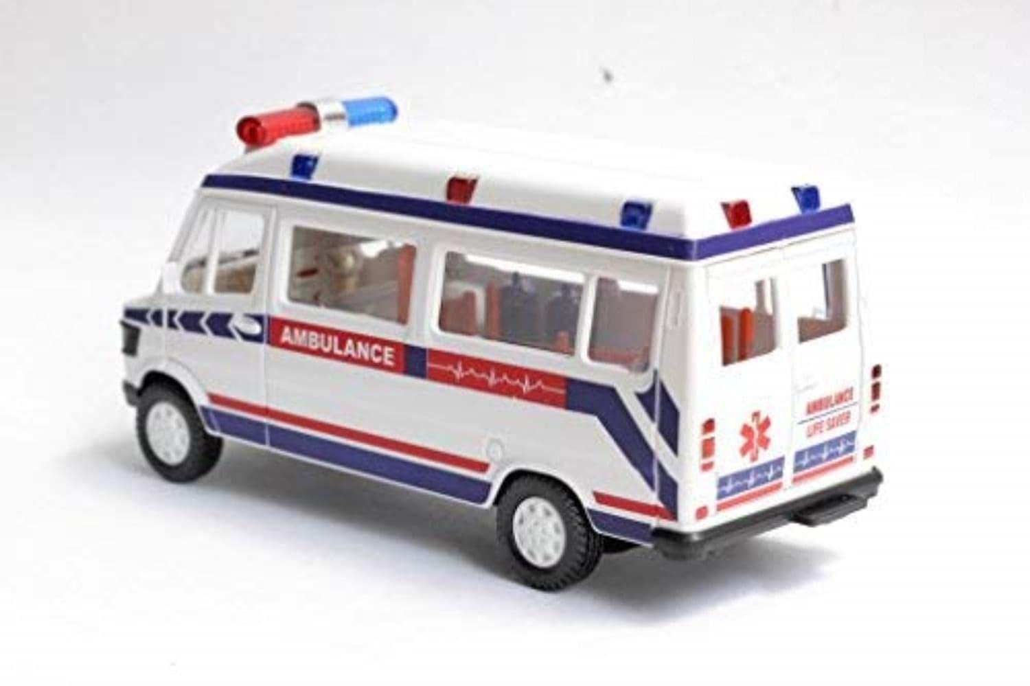 Rescue Ambulance Toy for Kids with Openable Tailgate, Detachable Stretcher & Saline Stand - Pull Back Action Vehicle, White (1 Pack) - Perfect for Role Play, Emergency Simulation & Pretend Play Scenarios