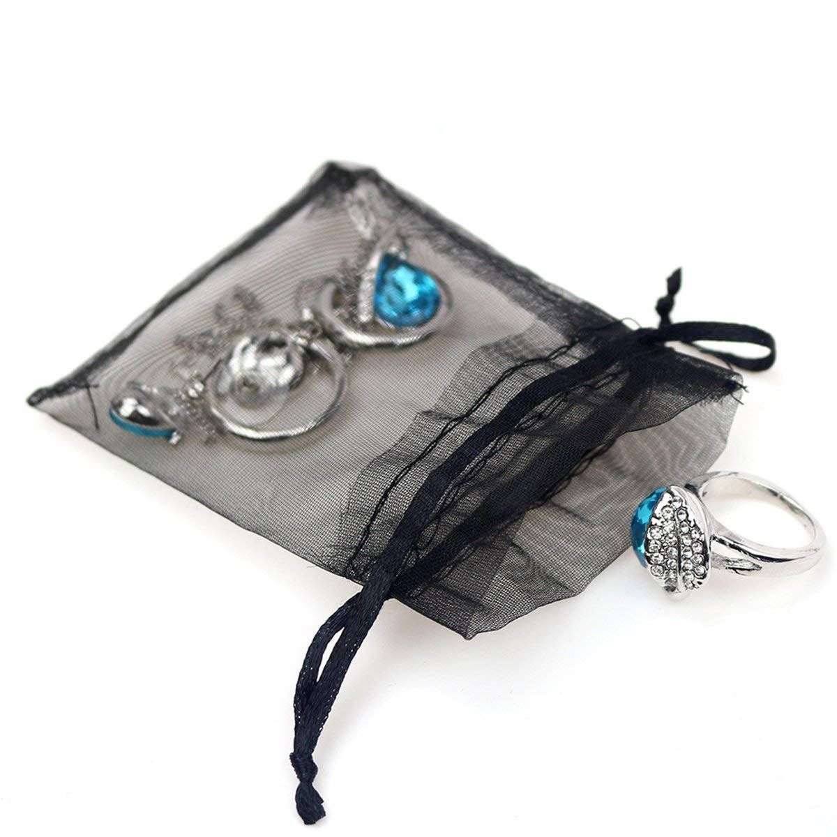 100Pcs Black Organza Bags 3.54