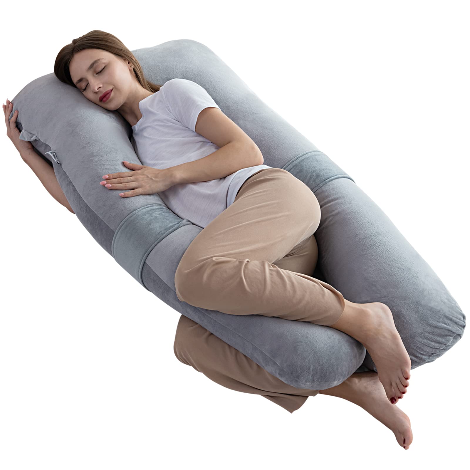 **RUKOY U-Shaped Pregnancy Pillow for Sleeping – Full Body Support for Belly & Back – Soft Removable Velvet Cover – Maternity Pillow for Adults (Perfect for Side Sleepers & Pregnancy Comfort)**