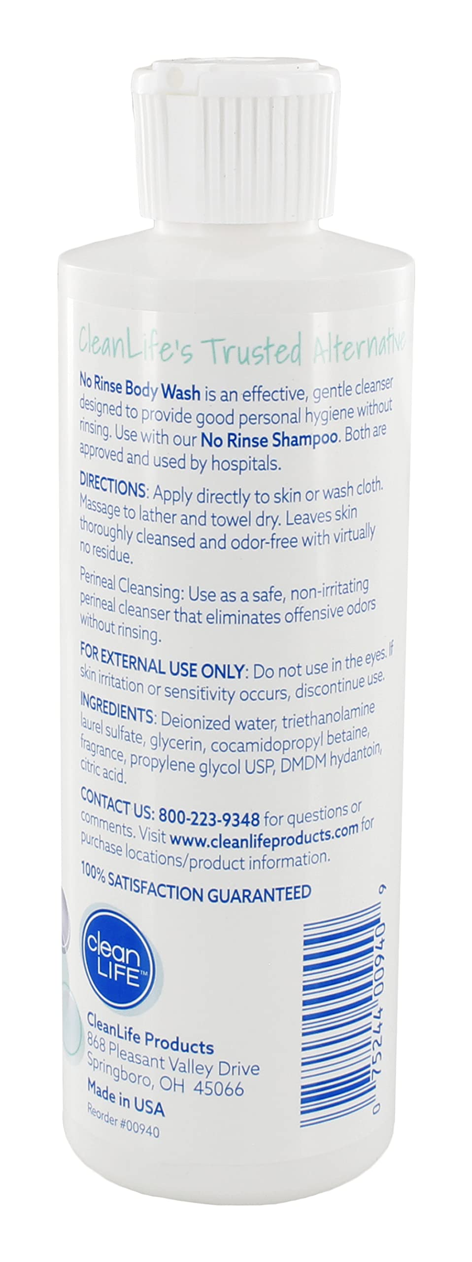 No-Rinse Body Wash for Adults & Seniors - 8 fl oz Rinse-Free Cleansing Formula, Moisturizes & Eliminates Odors (Pack of 2) - Ideal for Bedridden Patients, Post-Surgery Care & Travel