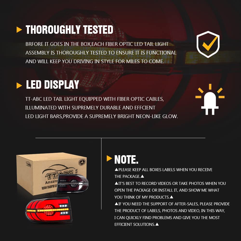 Smoke Tail Light Assembly for Toyota FJ Cruiser 2006-2023 - Sequential Turn Signals & Custom Animation - Direct Replacement Rear Lights - Perfect for Off-Roading & Night Driving Upgrades