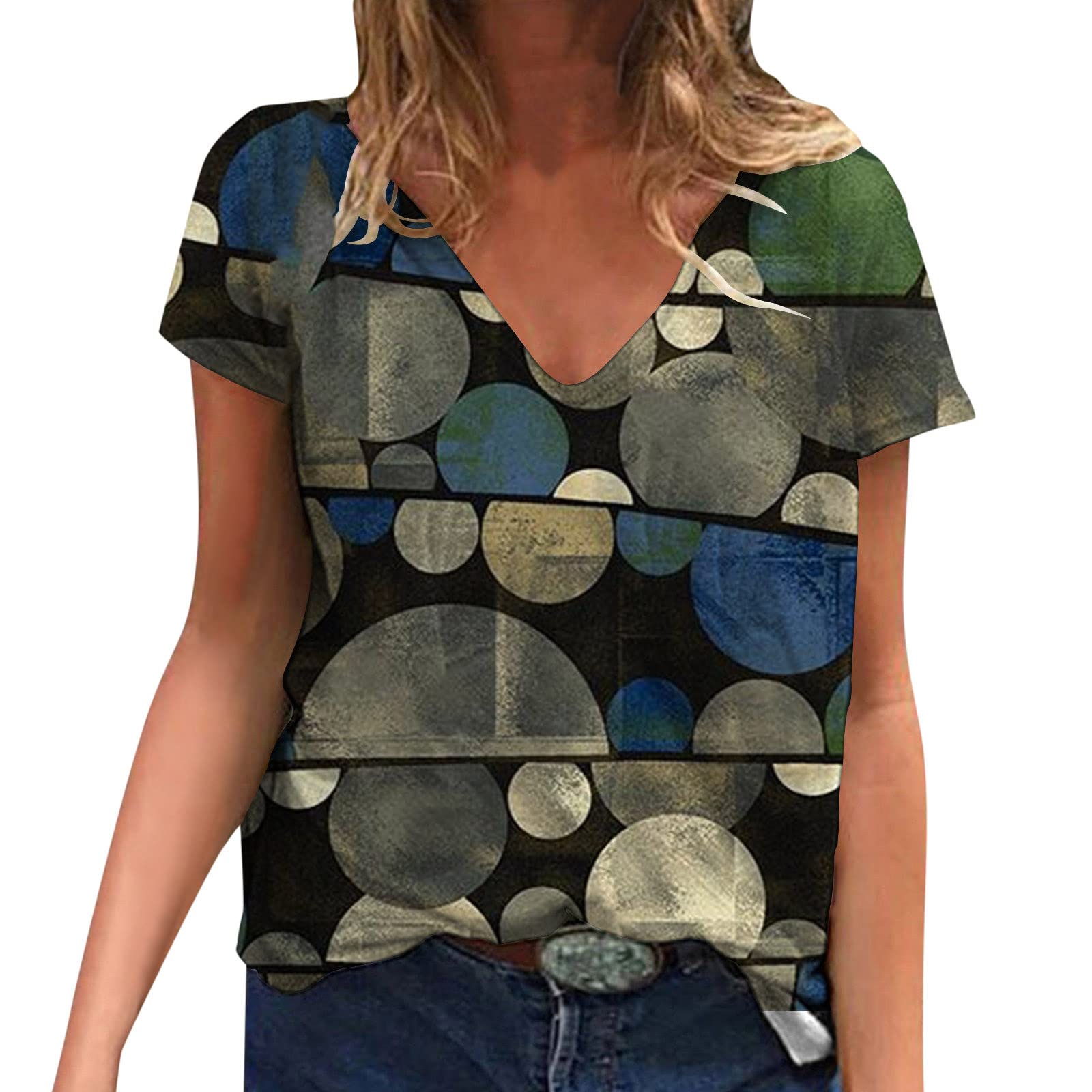 Women's Summer Tops - V Neck Petal Short Sleeve Blouse, Loose Fit Casual T-Shirts for Women, Cute & Comfy Dressy Tops for Summer | Perfect for Beach Outings, Date Nights & Weekend Wear