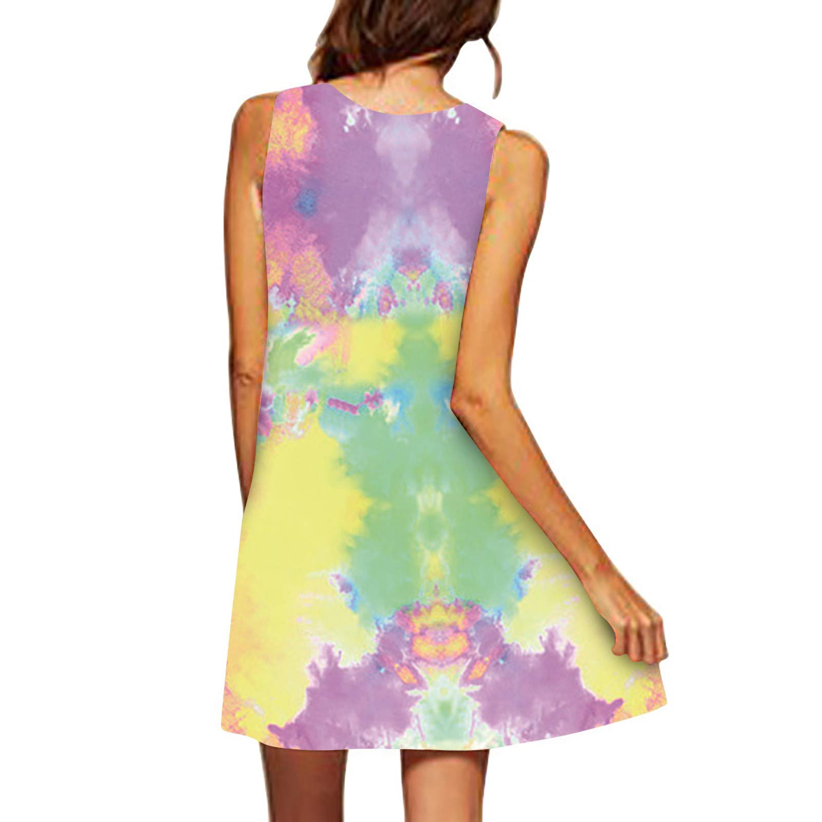 Women's Casual Summer Dress - Sleeveless Round Neck Loose Fit Flowy Printed Maxi Dress for Beach, Vacation & Everyday Wear