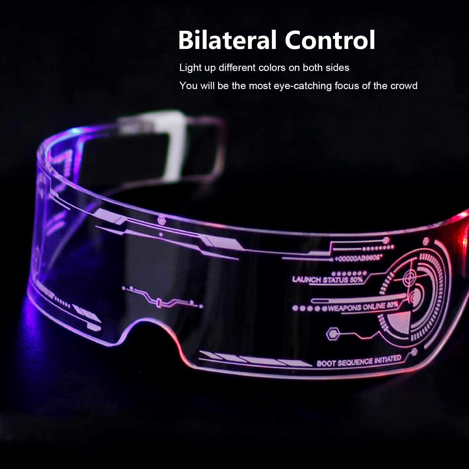 Cyberpunk LED Light Up Glasses - Futuristic Cosplay Accessory for Parties & Raves