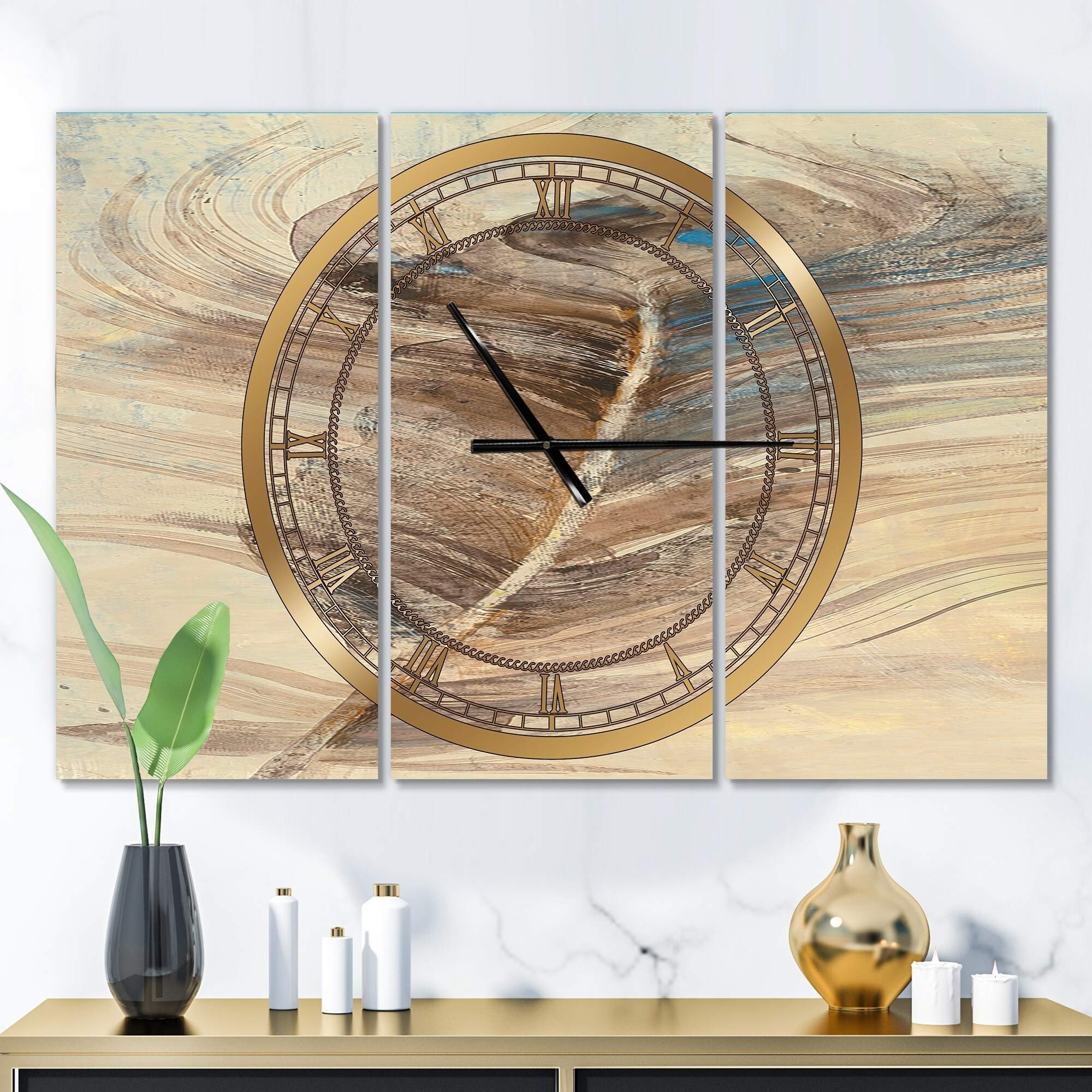 Designart 'Feather Natural Elements' Oversized Wall Clock - 36