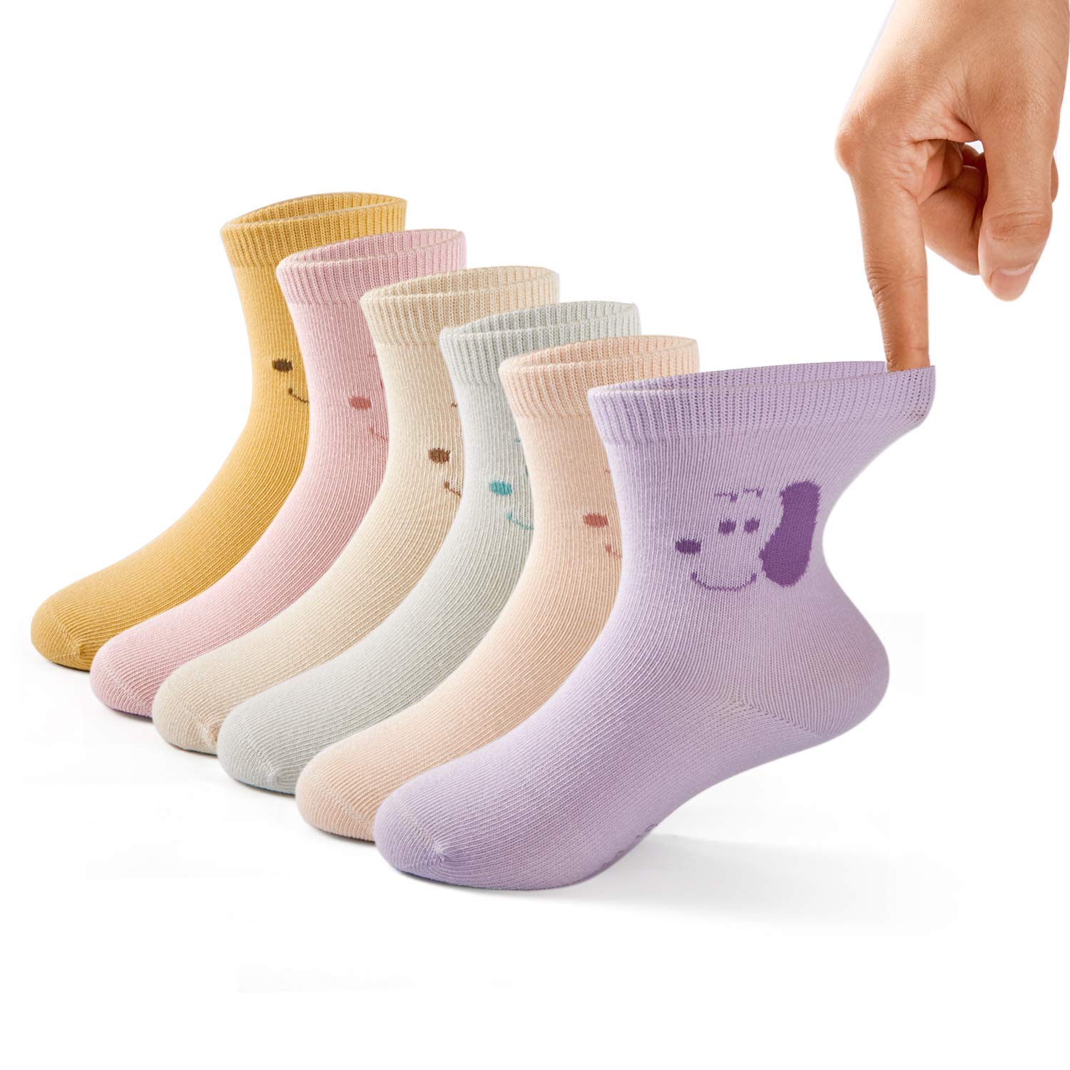 HowJoJo Boys Cotton Crew Socks - Seamless Toe Athletic Socks for Kids - Colorful Quarter-Length Socks for School, Sports & Everyday Comfort