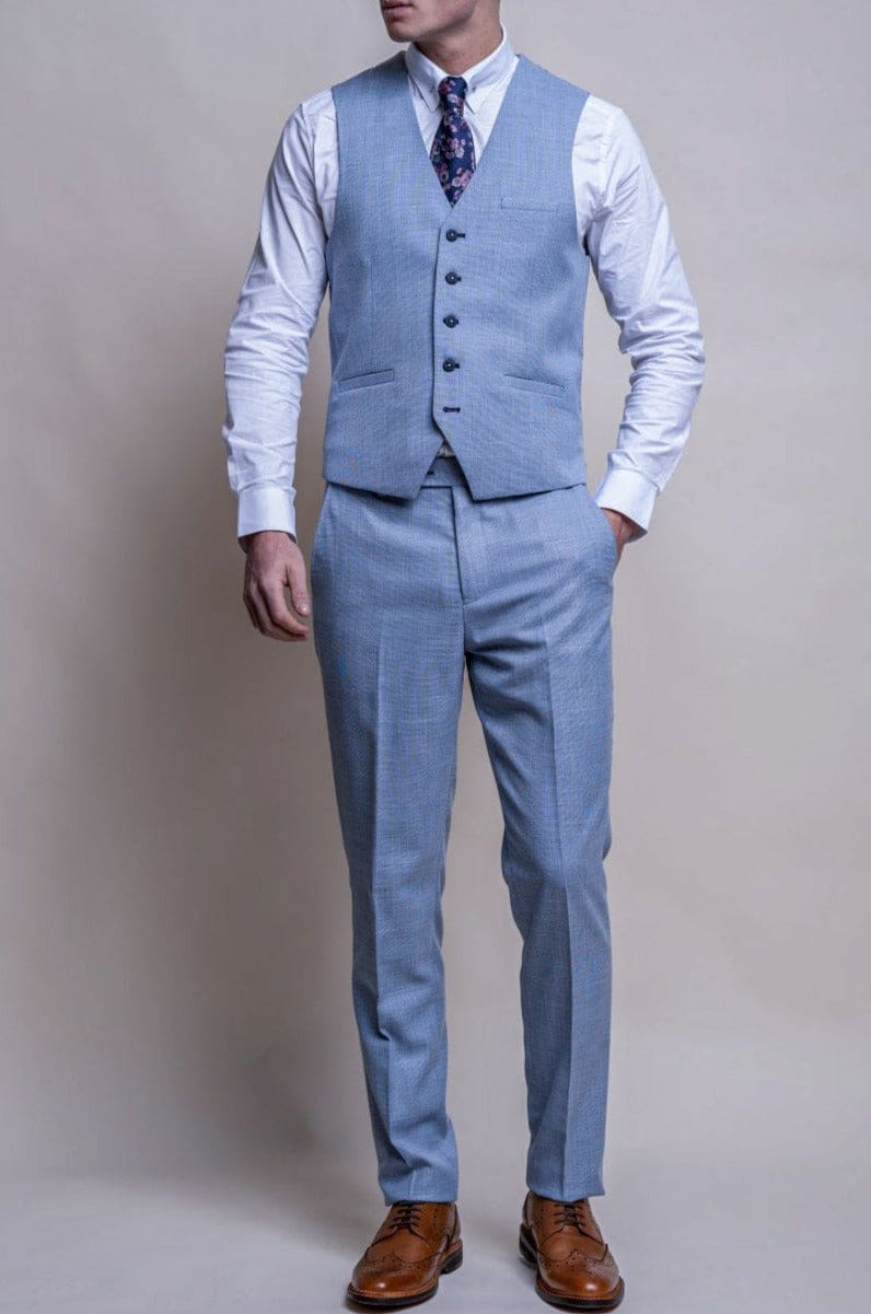 Cavani Miami Men's Lightweight 3-Piece Suit for Wedding, Business & Formal Events | Slim Fit Breathable Summer Suit Set