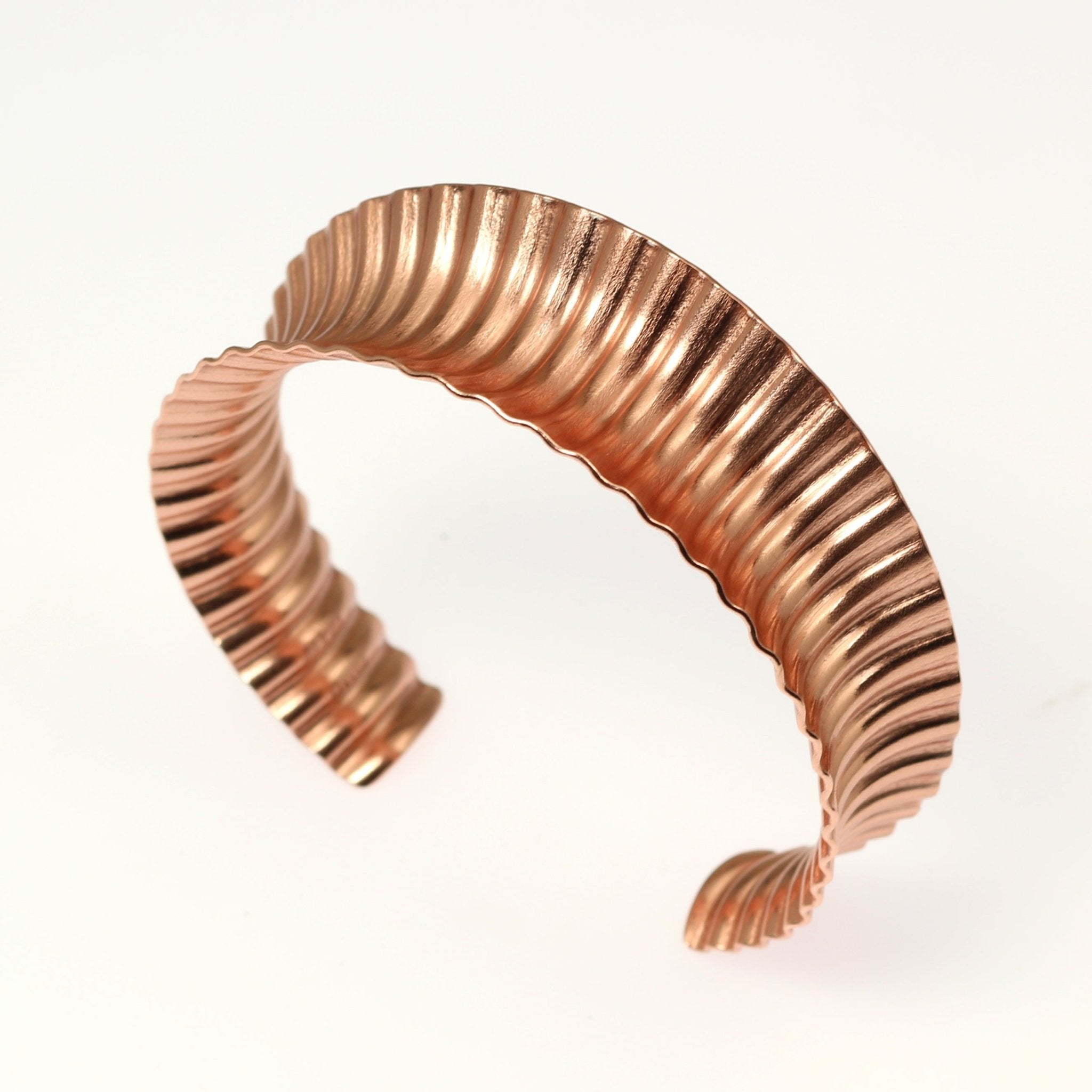 Handmade Corrugated Copper Anticlastic Tapered Cuff Bracelet - Elegant Boho Jewelry for Women, Perfect for Weddings, Parties & Everyday Wear