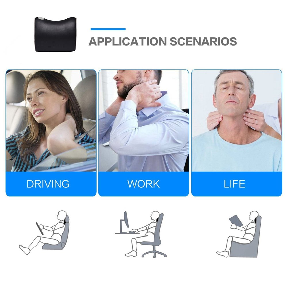 Memory Foam Car Neck Pillow for Travel & Driving - Soft Support for Neck & Spine - Comfortable Headrest for Office, Home & Car Use - Black Neck Guard Cushion - Perfect for Long Trips & Daily Relaxation