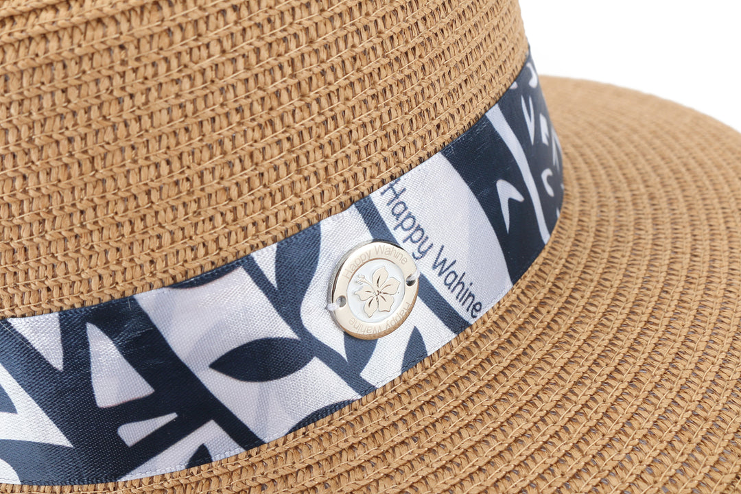 Lily Brown Navy Tapa Hat for Women - Stylish Sun Hat for Outdoor, Beach, and Summer Fashion