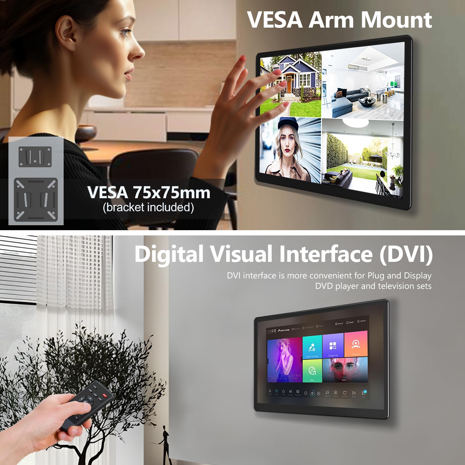 COOLHOOD 15.6 Inch Portable Touchscreen Monitor - 1080P Full HD IPS Display with VGA HDMI DVI Ports, VESA Compatible for Laptop, XBOX, PS4/5, Nintendo Switch - Perfect for Gaming, Office Work & Travel