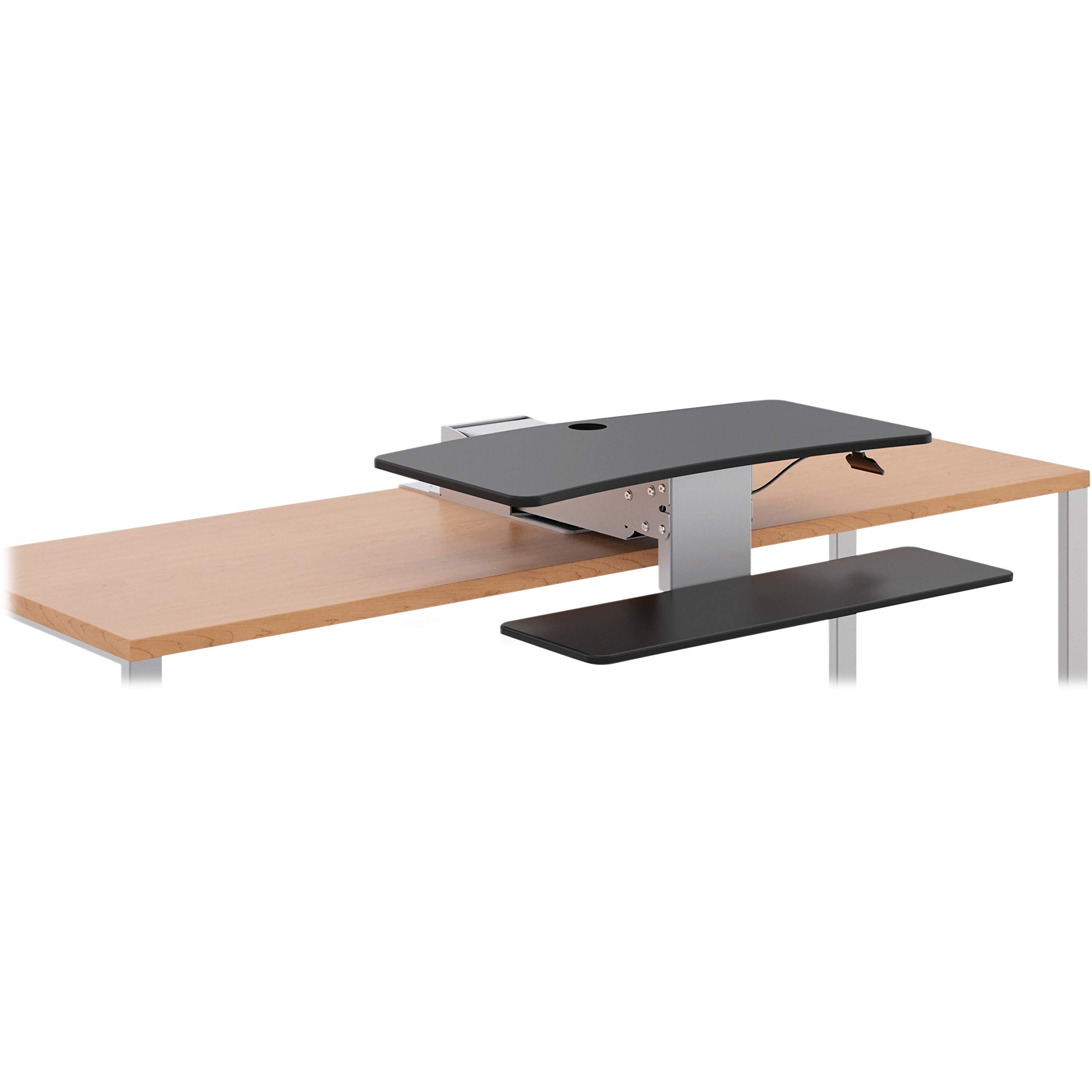HON HS1100 Sit to Stand Height Adjustable Desk Converter - Silver/Black | Ergonomic Workspace Solution for Home & Office | Perfect for Standing Desks, Computer Workstations & Small Spaces