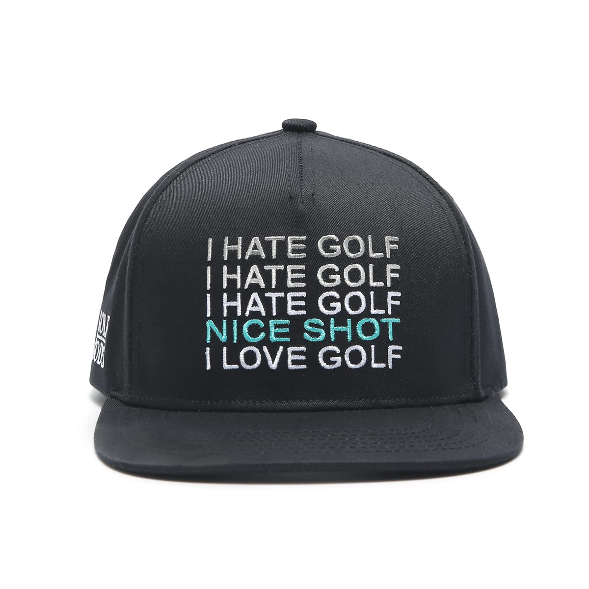 Golf Gods 'I Hate Golf' Black Snapback Hat - Flat Brim Adjustable Cap for Men & Women - Perfect for Golf Courses, Driving Range & Casual Streetwear
