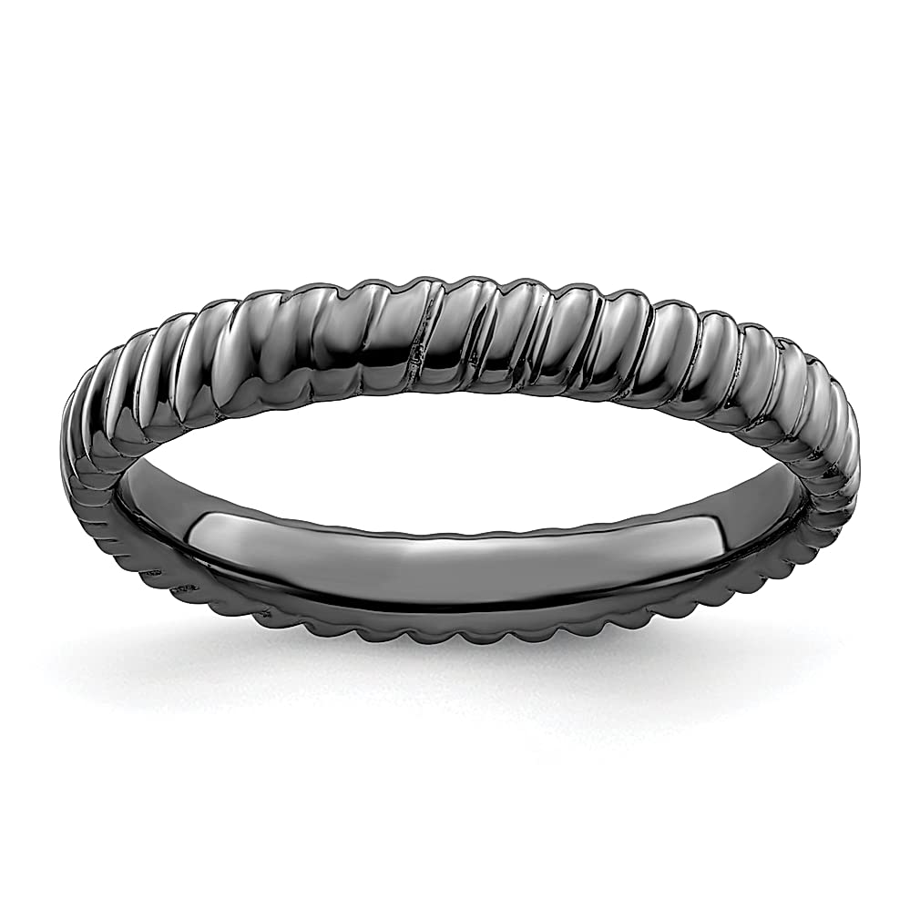 925 Silver Black Plated Stackable Ring for Women - Fashion Jewelry Gift for Her - Perfect for Daily Wear & Gifting