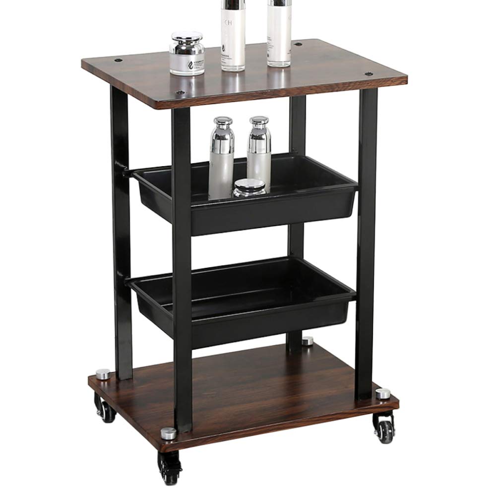 LIULIFE Rolling Storage Cart with Pull-Out Drawer - Mobile Organizer for Home, Office, Garage, Garden & Beauty Salon - Brown - Perfect for Kitchen Storage, Salon Supplies & Workshop Organization