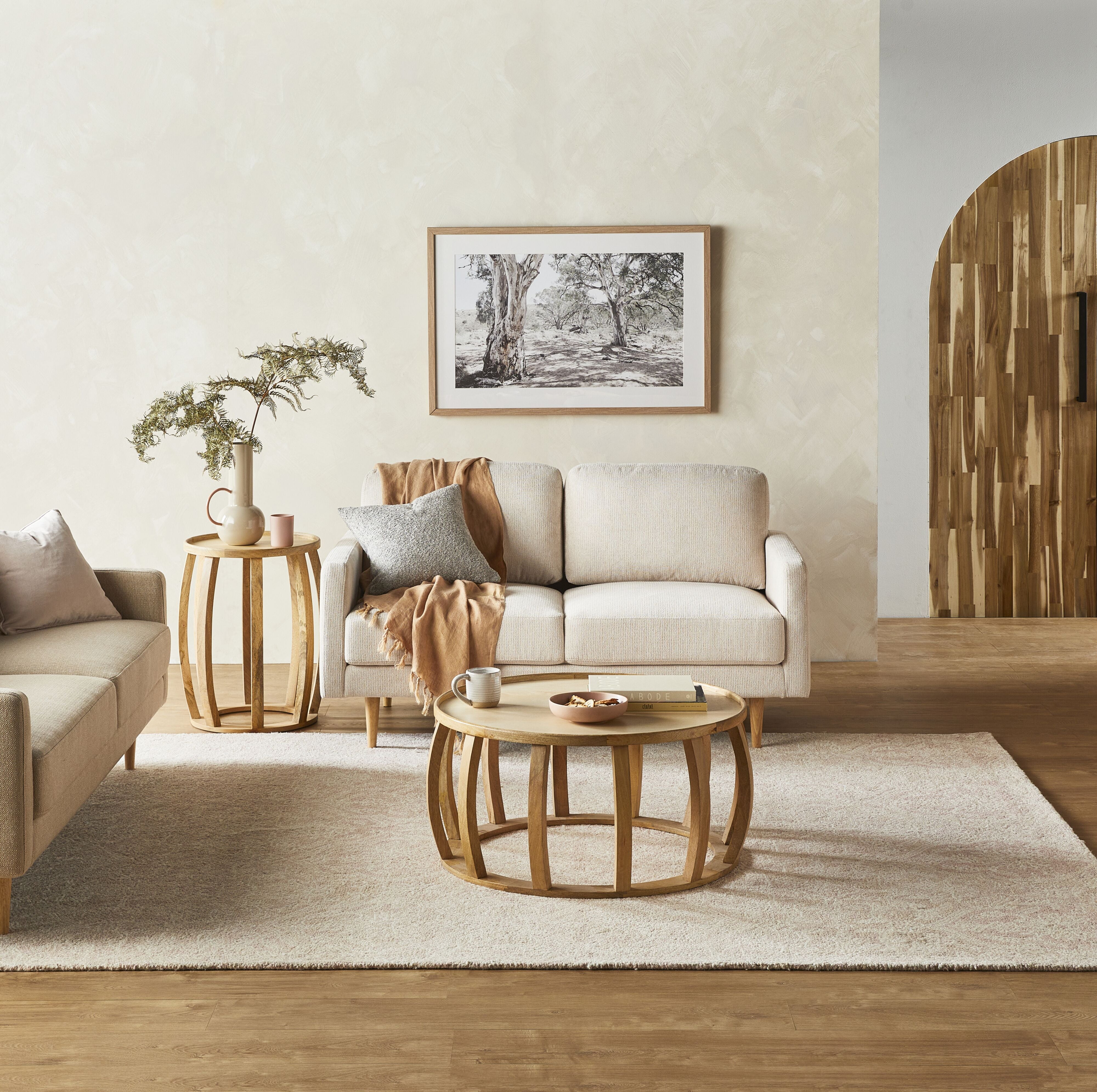 Boden 2 Seater Sofa - Sorrento Almond Upholstered Loveseat for Living Room, Small Space & Apartment | Comfortable Modern Couch for Lounge, Reading Nook & Guest Seating