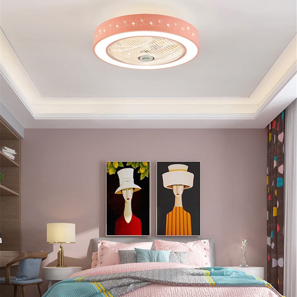 Modern LED Ceiling Fan with Remote Control - 3 Color Temperatures & Dimming, 3-Speed Invisible Blades, Low Profile Enclosed Light - Perfect for Living Room, Bedroom & Office Spaces