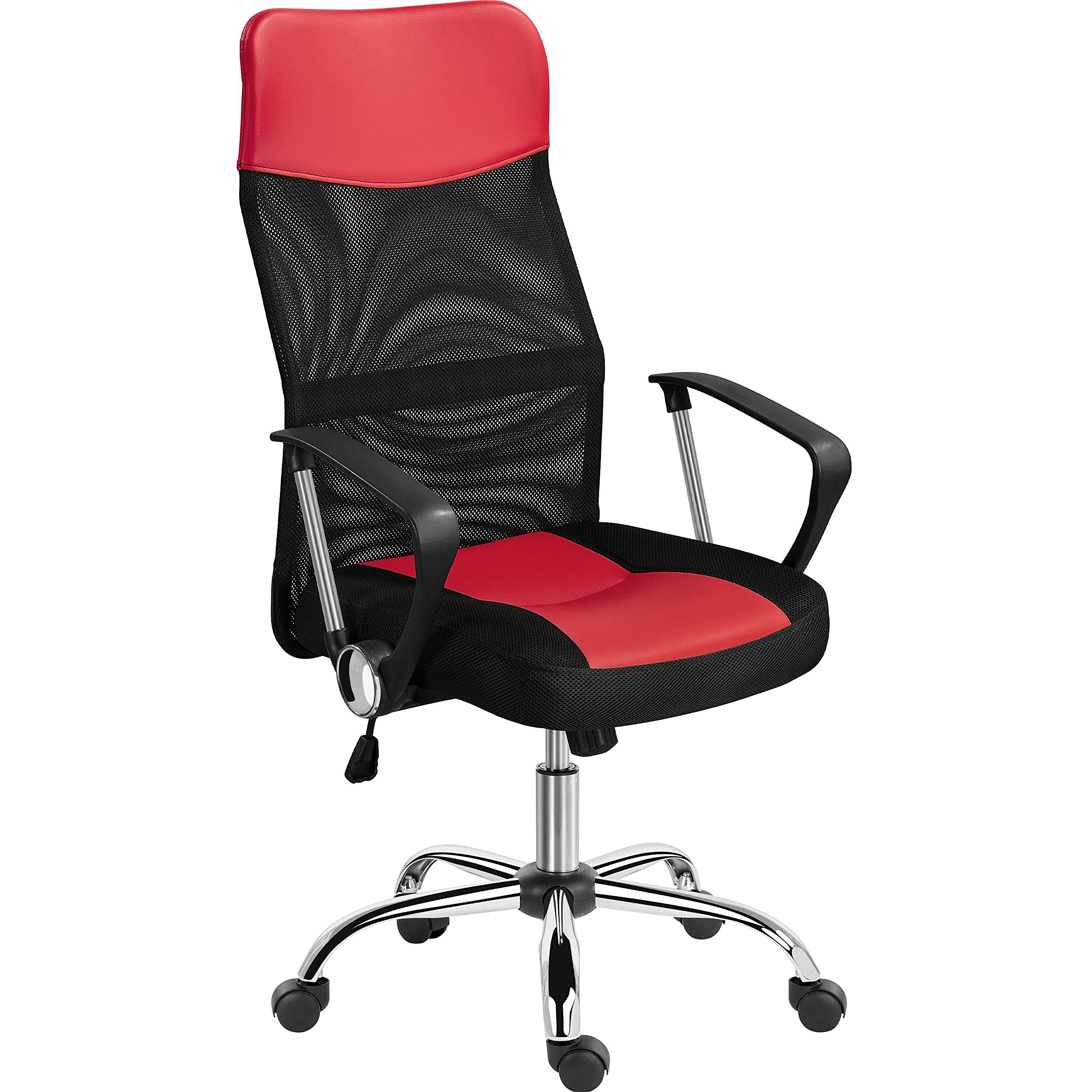 Topeakmart Ergonomic Gaming Chair - High Back Mesh Office Chair with Lumbar Support, Adjustable Height & Leather Seat for PC Gaming, Work & Home Office Use