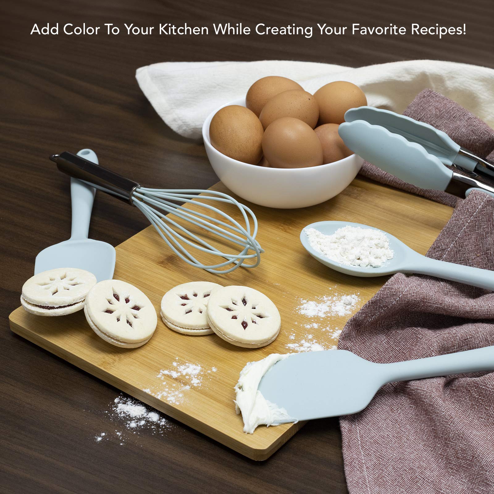 Premium 12-Piece Silicone Kitchen Utensil Set - Non-Scratch Cooking Tools for Nonstick Cookware - Heat Resistant Spatula, Spoon & Tongs - Easy Clean Mint Green Kitchen Gadgets - Perfect for Baking, Frying & Everyday Cooking