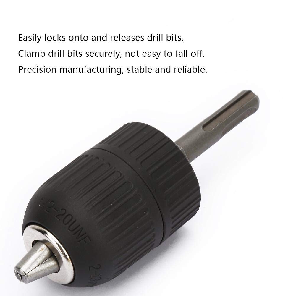 YWBL-WH 2.0-13mm Keyless Drill Chuck with 1/2-20UNF & SDS Round Shank Adapter - Perfect for Power Drills, Woodworking, and Metalworking Projects