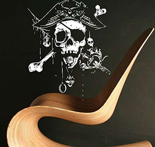 Jolly Roger Pirate Flag Skull & Bones Wall Decal - Black Sam Sticker for Bedroom, Living Room, Office Decor - Perfect for Pirate Themed Rooms, Halloween Party Decorations, and Nautical Home Design