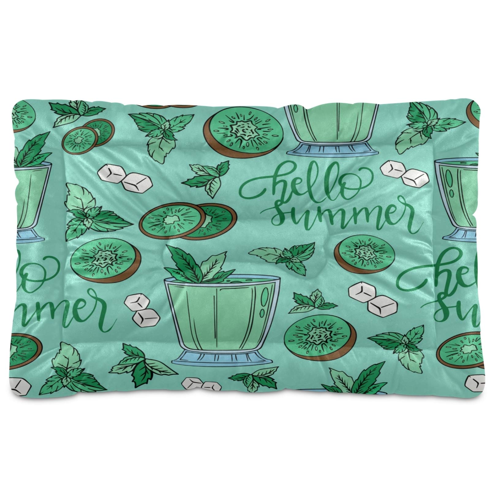 KEEPREAL Kiwi Cocktail Pattern Pet Bed - Ultra Soft Rectangle Dog & Cat Bed for Small to Medium Pets, 24x18 Inch - Calming Comfort for Puppies, Kittens & Adult Pets - Perfect for Living Room, Bedroom or Crate