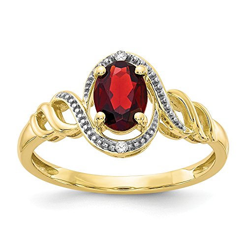 10K Solid Yellow Gold Garnet January Birthstone Diamond Engagement Ring (0.02 CTTW) - Perfect for Proposals, Anniversaries & Special Occasions