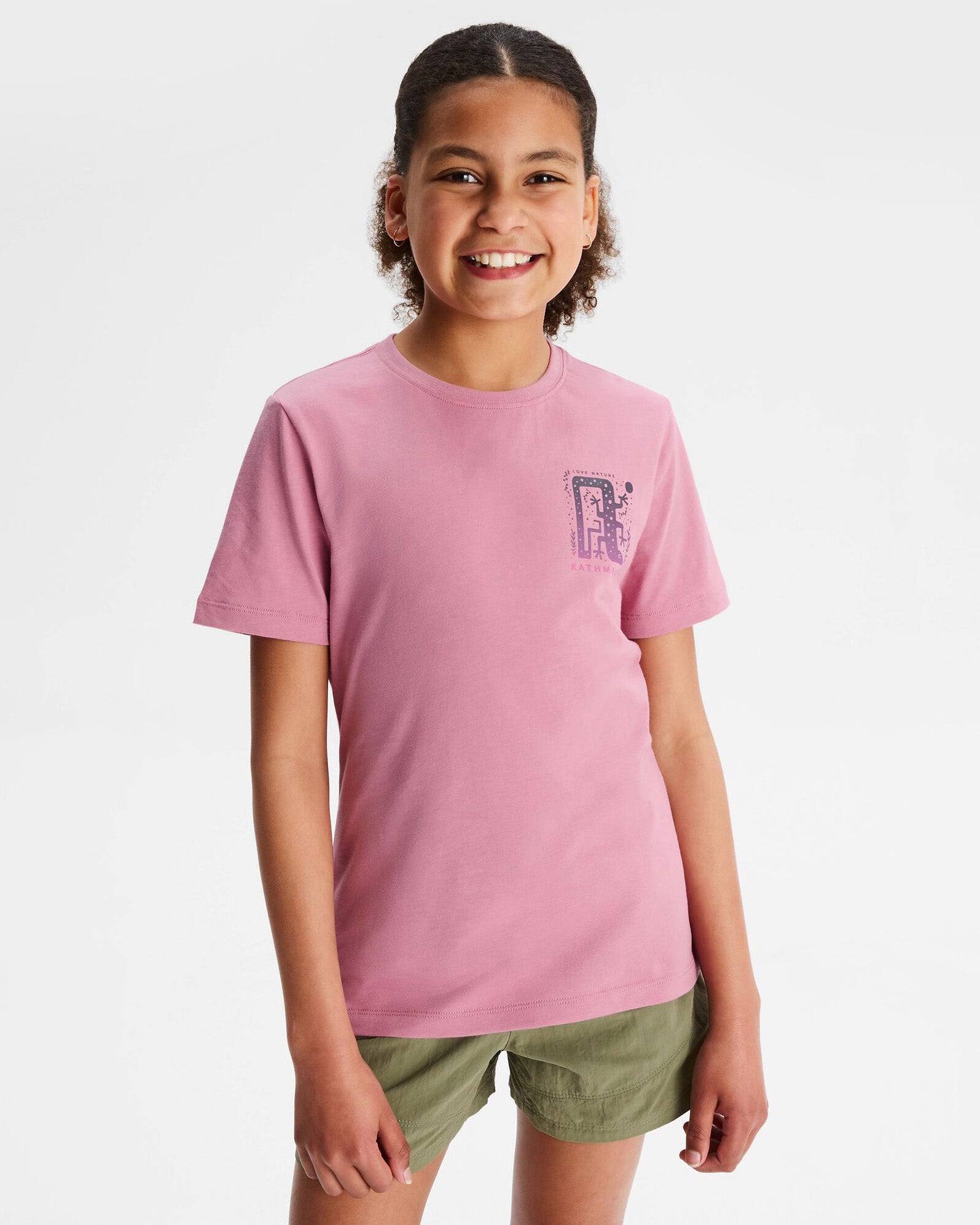 Organic Cotton Girls' Geo Skink T-Shirt in Orchid - Soft & Comfortable Kids' Top for Playdates, School & Everyday Wear