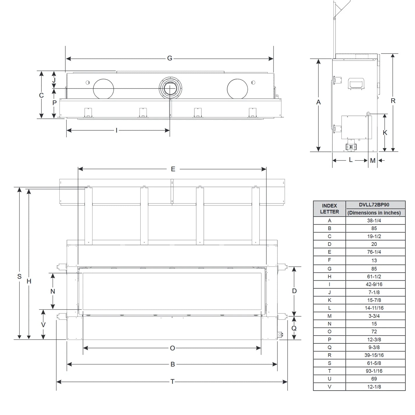 72 Inch Linear Contemporary Direct Vent Fireplace - Empire Boulevard DVLL72BP90 - Modern Gas Fireplace for Living Room, Bedroom & Office