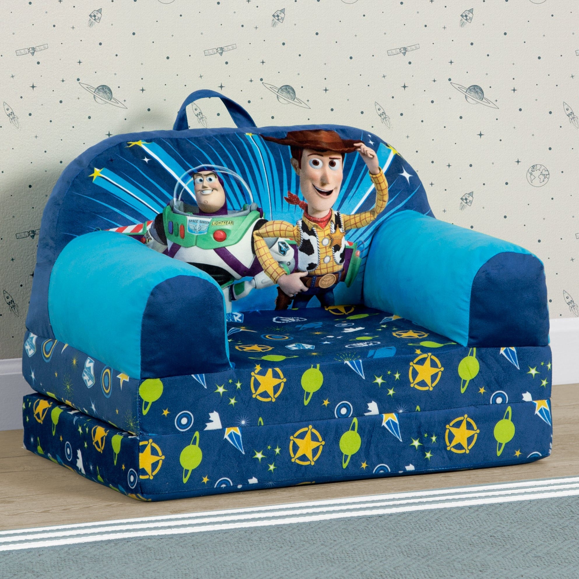 Disney Toy Story Cozee Buddy Flip Out Chair - Soft Plush Recliner for Kids, Perfect for Playrooms, Bedrooms & Movie Nights