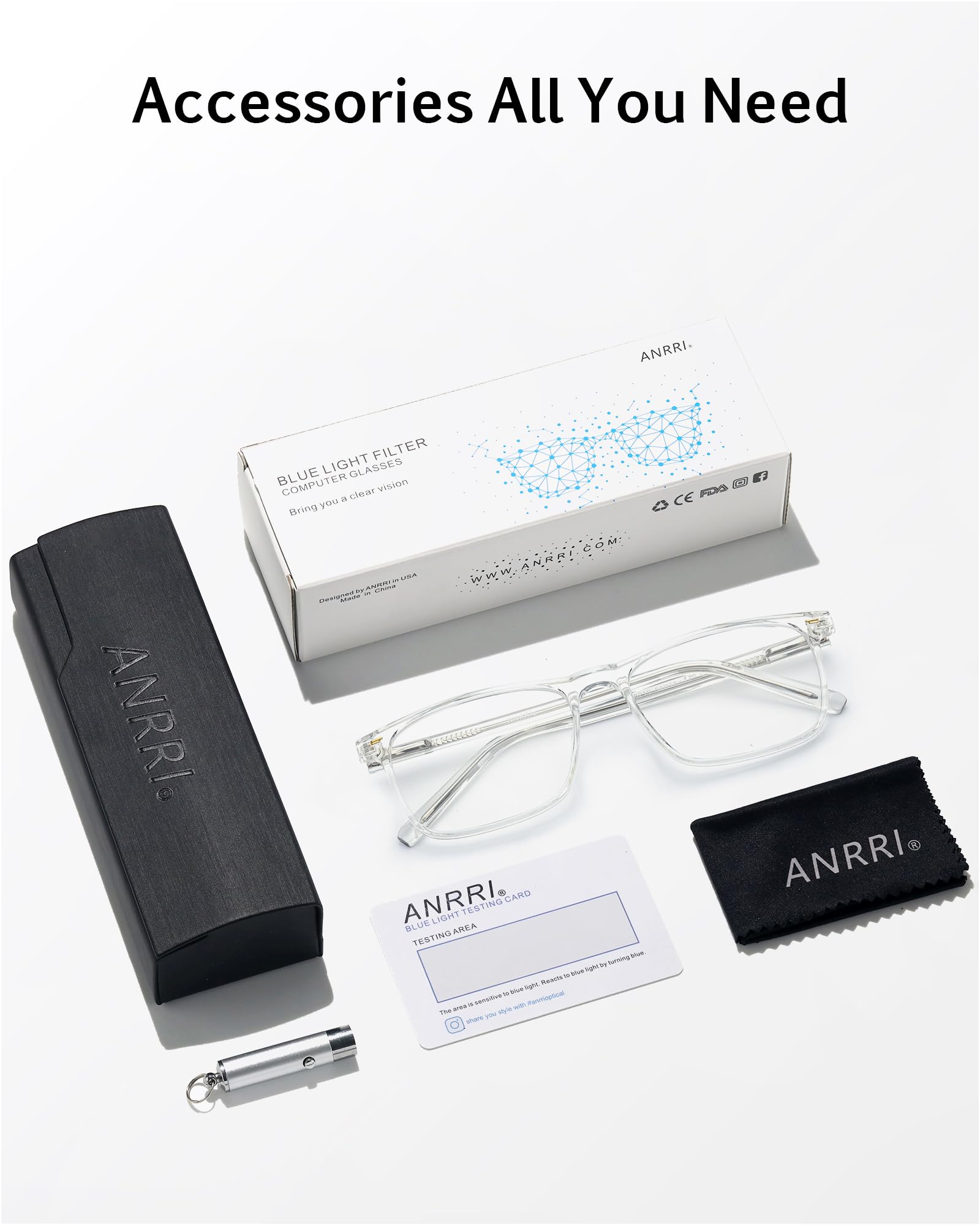 ANRRI Blue Light Blocking Glasses for Men & Women - Anti Eyestrain, Anti Glare Computer Gaming Glasses with Oversized Frame - Perfect for Office Work, Online Classes, and Late-Night Screen Use