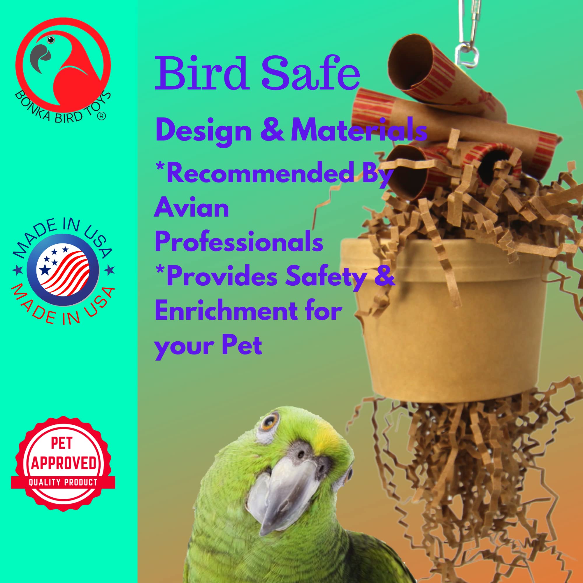 Bonka Bird Toys 3868 Money Pot - Small & Medium Foraging Toy with Treat Box, Chewable Paper & Coin Tube - Perfect for Cockatiels, Parakeets, Conures & Similar Birds - Stimulate Natural Foraging & Play Behavior