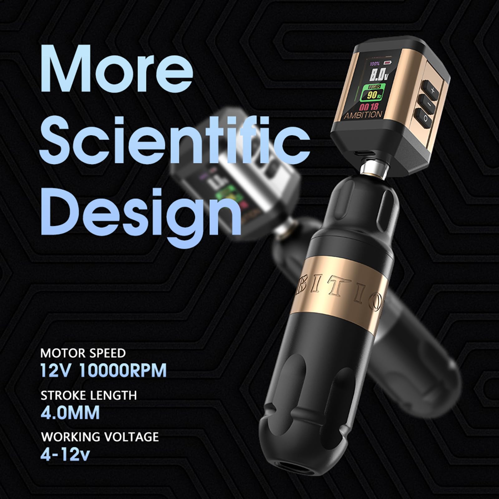 Professional Wireless Rotary Tattoo Machine Kit with Korall Power Supply - 2200mAh Battery, Brushless Motor, LED Display for Tattoo Artists | Perfect for Studio & Home Tattooing