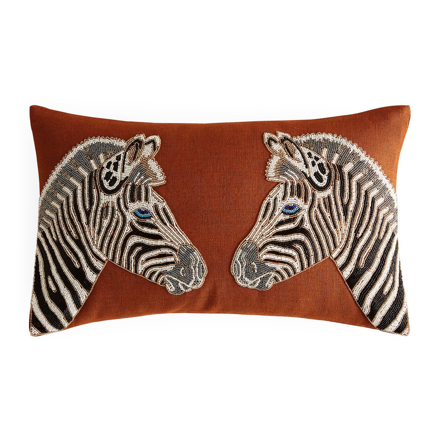 Zebra Print Beaded Pillow Cover - Bohemian Decorative Throw Pillow for Sofa, Bed, Couch - Trendy Home Decor Accent for Living Room, Bedroom