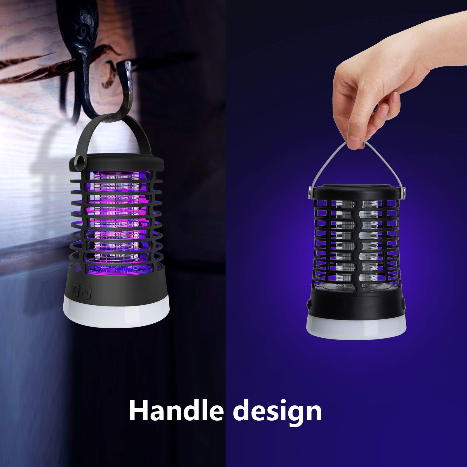 Rechargeable Bug Zapper Lamp - Waterproof Mosquito Killer for Outdoor, Camping & Patio Use