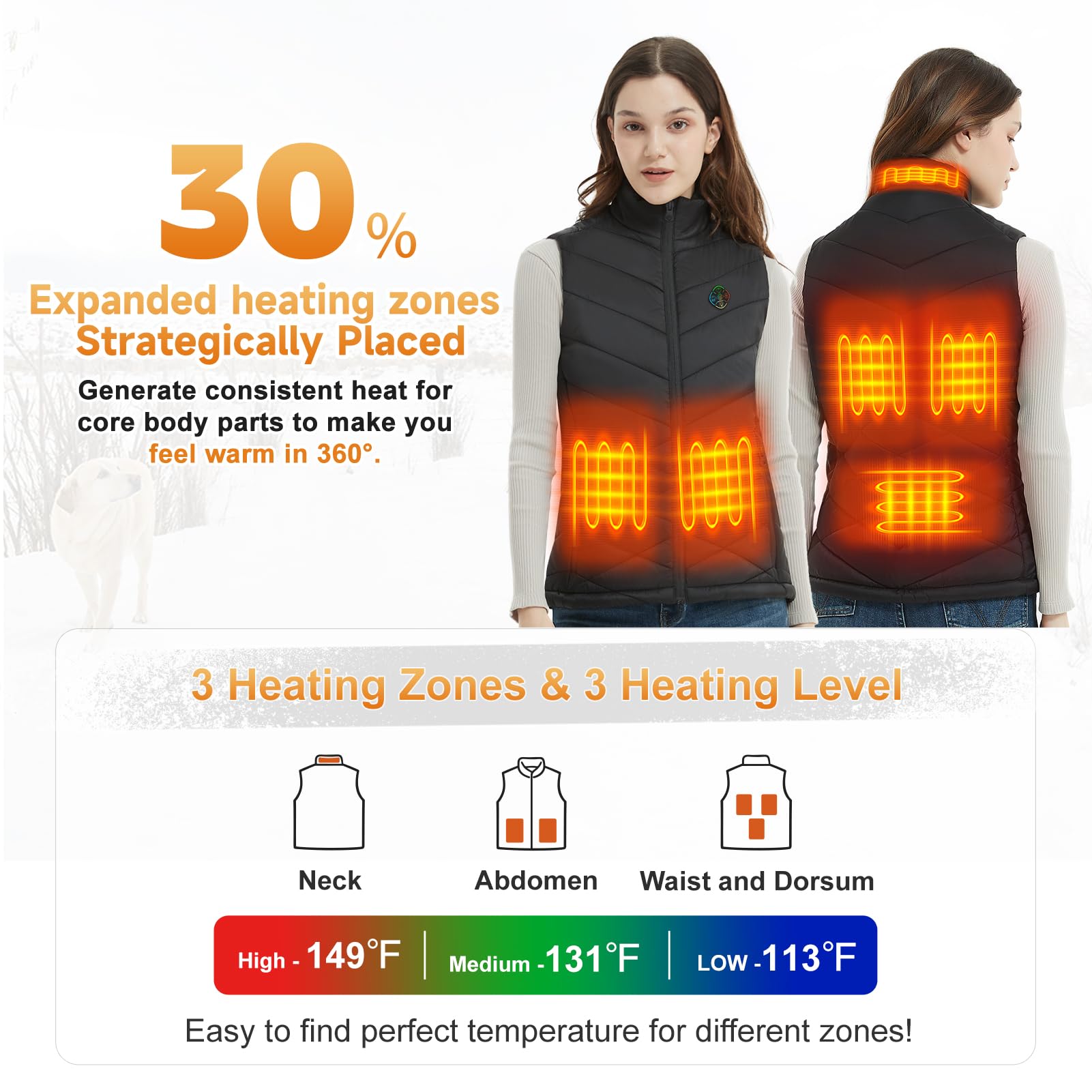 KOVNLO Women's Electric Heated Vest with Battery Pack - Smart Controller & Light-Out Design | Winter Warmth for Outdoor Activities, Hiking & Cold Weather